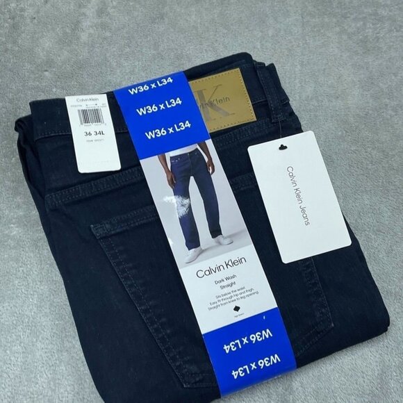 Calvin Klein Men’s Jeans Dark Wash Straight High Stretch W36xL34 a0998 - Picture 1 of 7